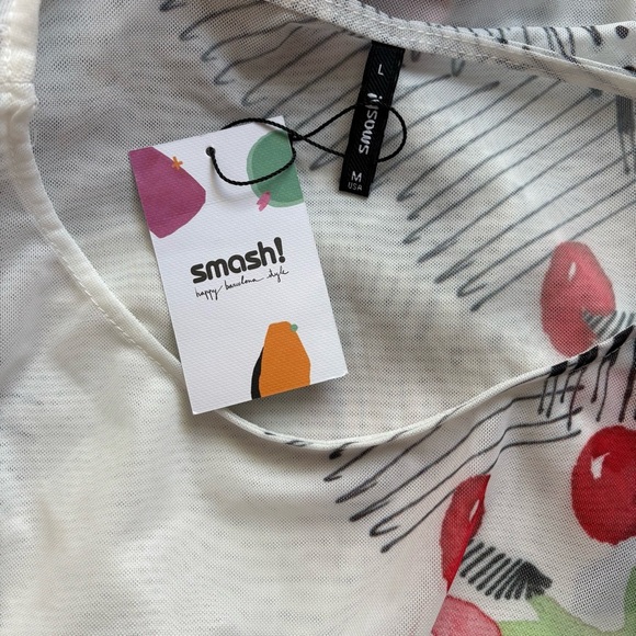 NWT Smash Woman’s M Mesh Floral Print White Sleeveless Top - Picture 7 of 7